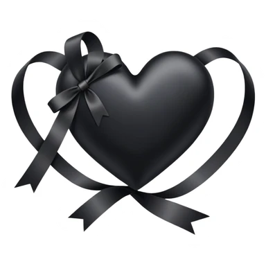 black heart with black ribbon sticker