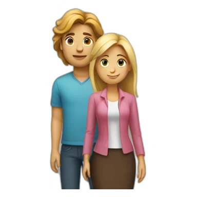 lady standing behind guy sticker