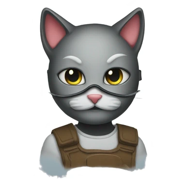 kitty with gask mask sticker