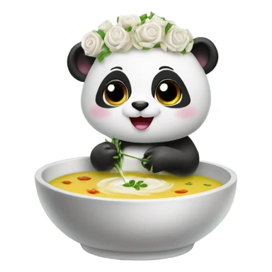 Baby panda bride marrying bowl of soup sticker
