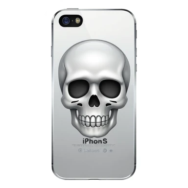 iPhone 5s with a skull emoji instead of the Apple logo sticker