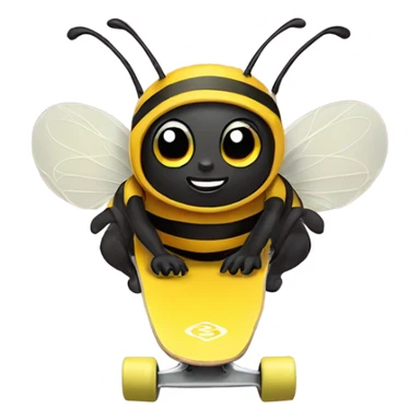 bumble cute bee skate boarding  sticker