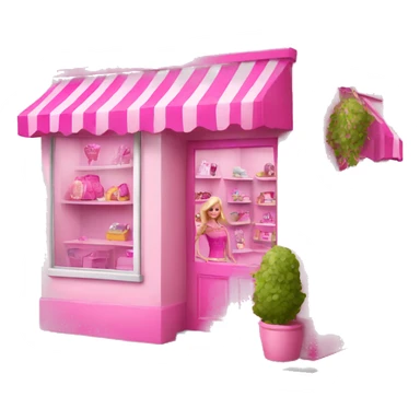 pink barbie shop sticker