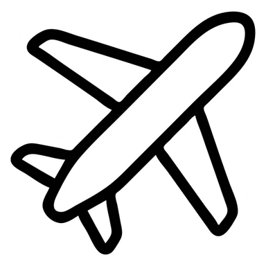 black outlined icon of an airplane, symbolizing travel sticker