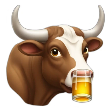 A bull drinking beer sticker