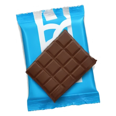 BLUE wrapper and white logo chocolate bar, wrapped in blue sticker