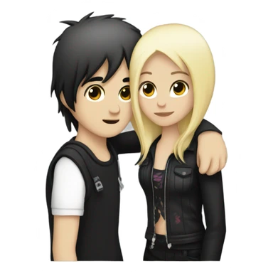 Emo couple hugging  guy with emo hair black hair girl with blonde hair sticker