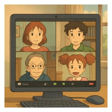 virtual zoom meeting video conference on a computer screen sticker