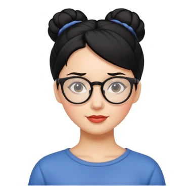 woman with black hair bun and glasses sticker