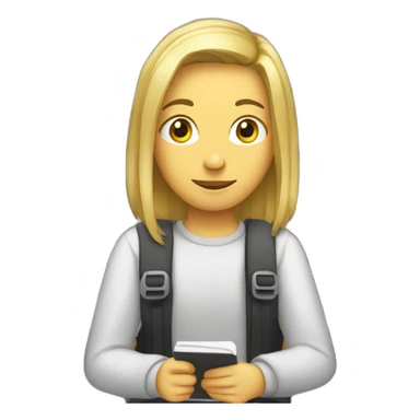 Student with straight shoulder hair who was listening and talking online record sticker