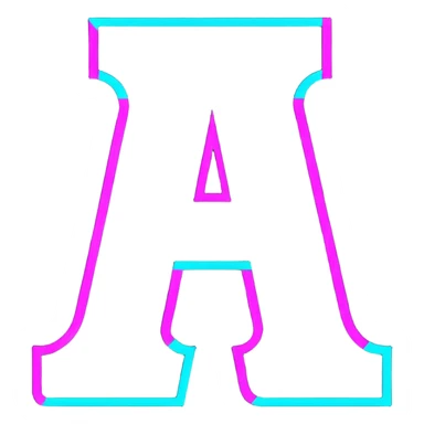 Capital letter A with neon glowing effect sticker
