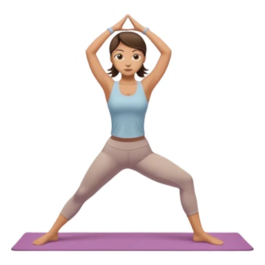 Brunette girl yoga in beige  sticker