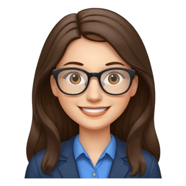 smile woman teacher with long brunette hair sticker