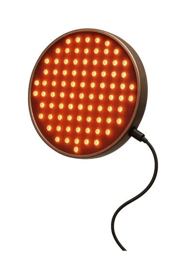 luce rossa led rotonda fluttua in aria, iperrealistica 4k sticker