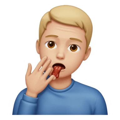 Someone pretending to choke themselves sticker