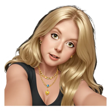 blonde girl selfie with jewelry sticker