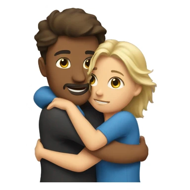 A guy and a woman hug sticker