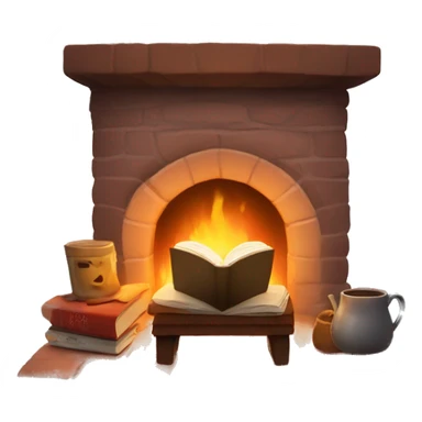 Cozy fireplace reading book sticker