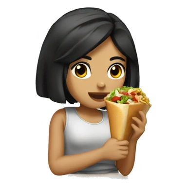 Girl with black hair eating Shawarma sticker