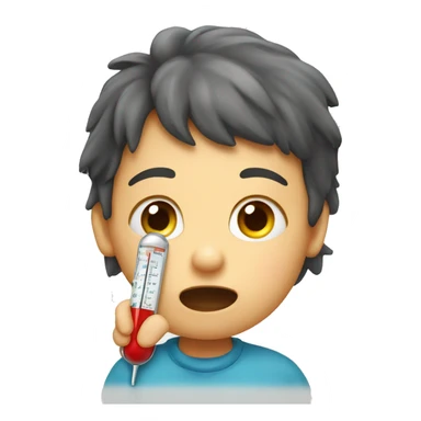 Kid with thermometer in mouth sticker