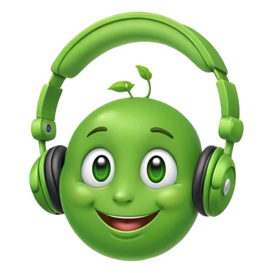 happy green pea with big headphones sticker