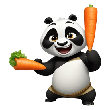 one Kung-fu panda eat a carrot sticker