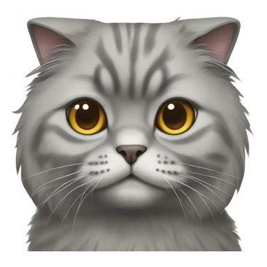 gray scottish fold long-hair cat sticker