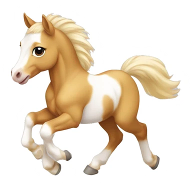 Piebald palomino yellow brown horse foal baby running sticker