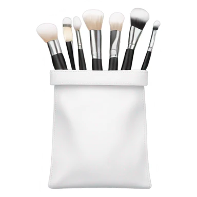 White bag with makeup brushes sticker