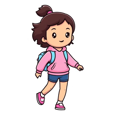 Young cute brunette girl strolling in the sunshine wearing pink and looking cool  sticker