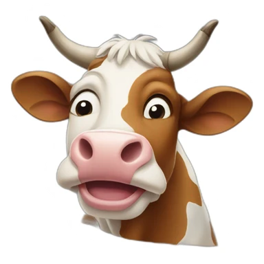 cow with a mouth full of pieces of paper sticker