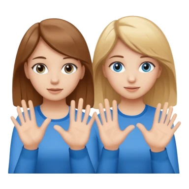 Two girls saying six seven one with brown hair. And doing hand movements  white skin six seven SAYING SIX SEVEN ONE WITH BLOND HAIR blue eyes SAYING 6️⃣ 7️⃣  sticker