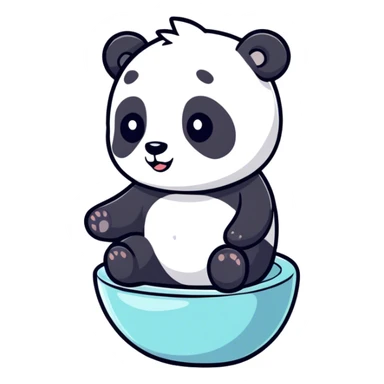 Cute panda on the toilet sticker