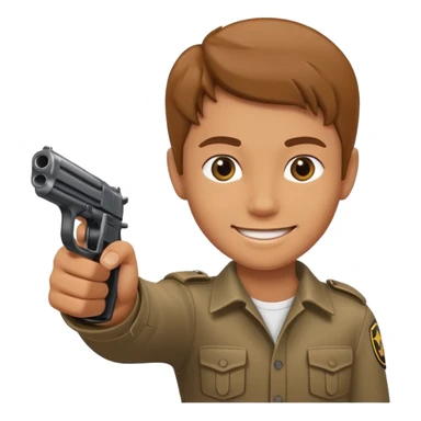 Smiling face pointing gun sticker