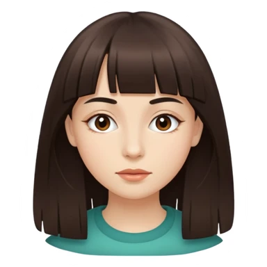 Tenho uma franja vegana, sombrancelha reta fina, um rosto oval e meu cabelo é grande e castanho escuro. Faça nesse estilo 🧟‍♀️  sticker