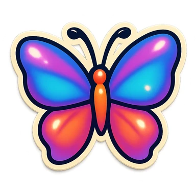 cartoon style sticker, single butterfly symbol, simple and clear, no text sticker