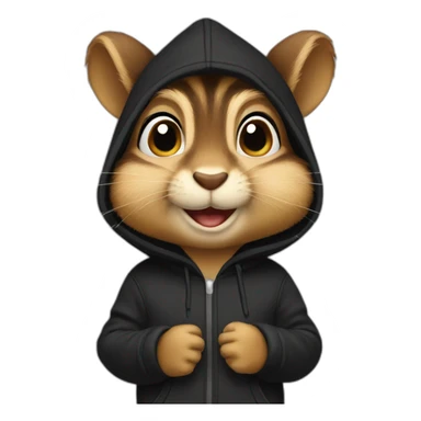 Chipmunk wearing a black hoodie sticker
