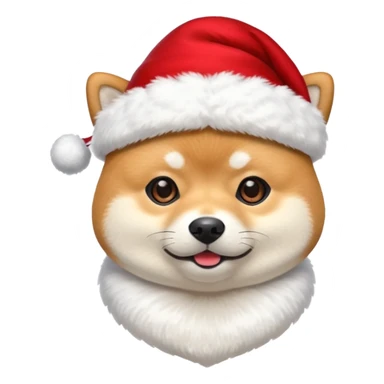 Shiba inu gif portant un chapeau de noel avec un pompon blanc qui bouge sticker
