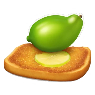 Una milanesa encima de un plato con limón encima de la milanesa con papás Coca-Cola al lado estilo apple emojis sticker