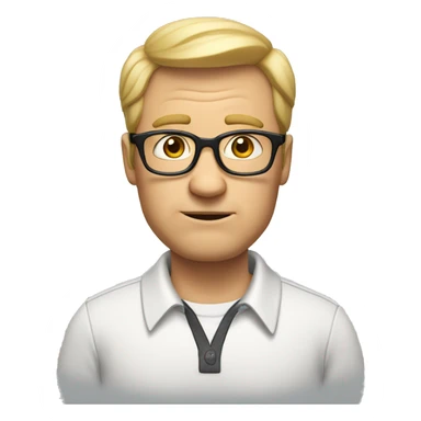 Nerdy middle aged white man with short blond hair looking confused and wearing glasses sticker