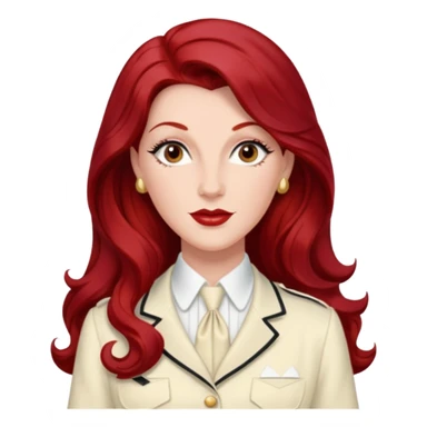 LaVerne Andrews from The Andrews Sisters with long dark red hair, ivory outfit sticker