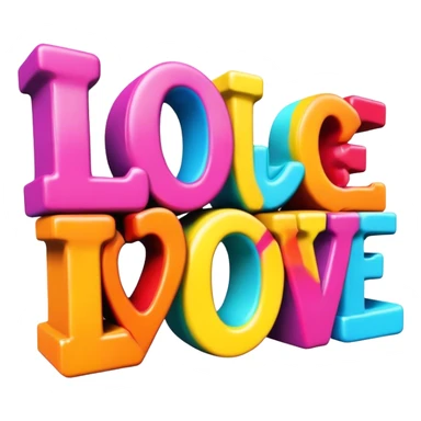 3D style, graffitied word Love sticker