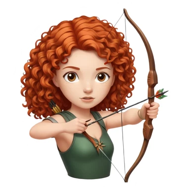 curly red haired girl using bow and arrow sticker