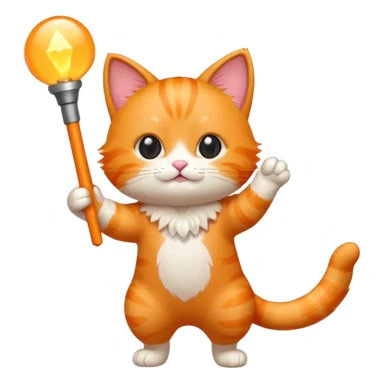 chibi cute orange cat dancing  holding a light stick sticker