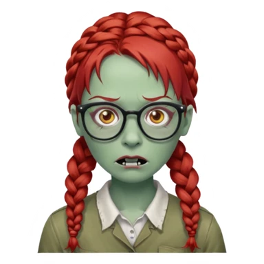 zombie with braided red hair and glassess sticker
