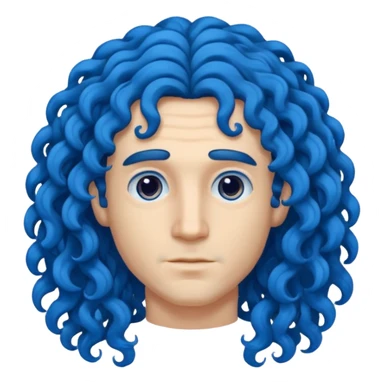 man with very blue curly long blue hair sticker