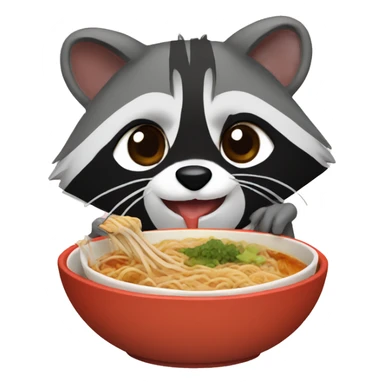 Raccoon eating ramen sticker