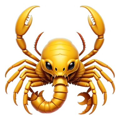 Cinematic Comical Emperor Scorpion Portrait Emoji, Head tilted dramatically with an exaggeratedly amused expression, featuring a striking, glossy exoskeleton with boldly defined pincers and wide, expressive eyes filled with playful disbelief, Simplified yet hilariously expressive features, highly detailed, glowing with a slightly sassy glow, high shine, dramatic yet playful, stylized with an air of cheeky desert mischief, soft glowing outline, capturing the essence of a spirited and over-the-top scorpion that feels like it could snap its pincers into internet fame instantly! sticker