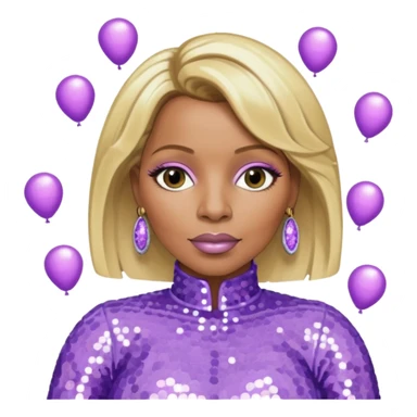 Mary J Blige with blonde hair, lilac sequin outfit sticker