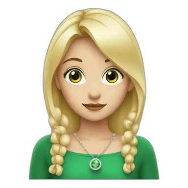 blonde girl with green eyes and a ring sticker